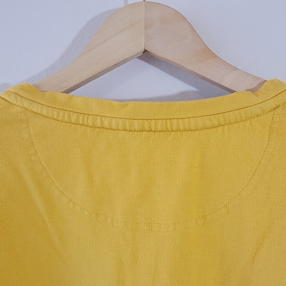 KARL LAGERFELD Paris Emoji Patch Tie Top Sz L Yellow Banded Sleeve Minimalist - Picture 9 of 12